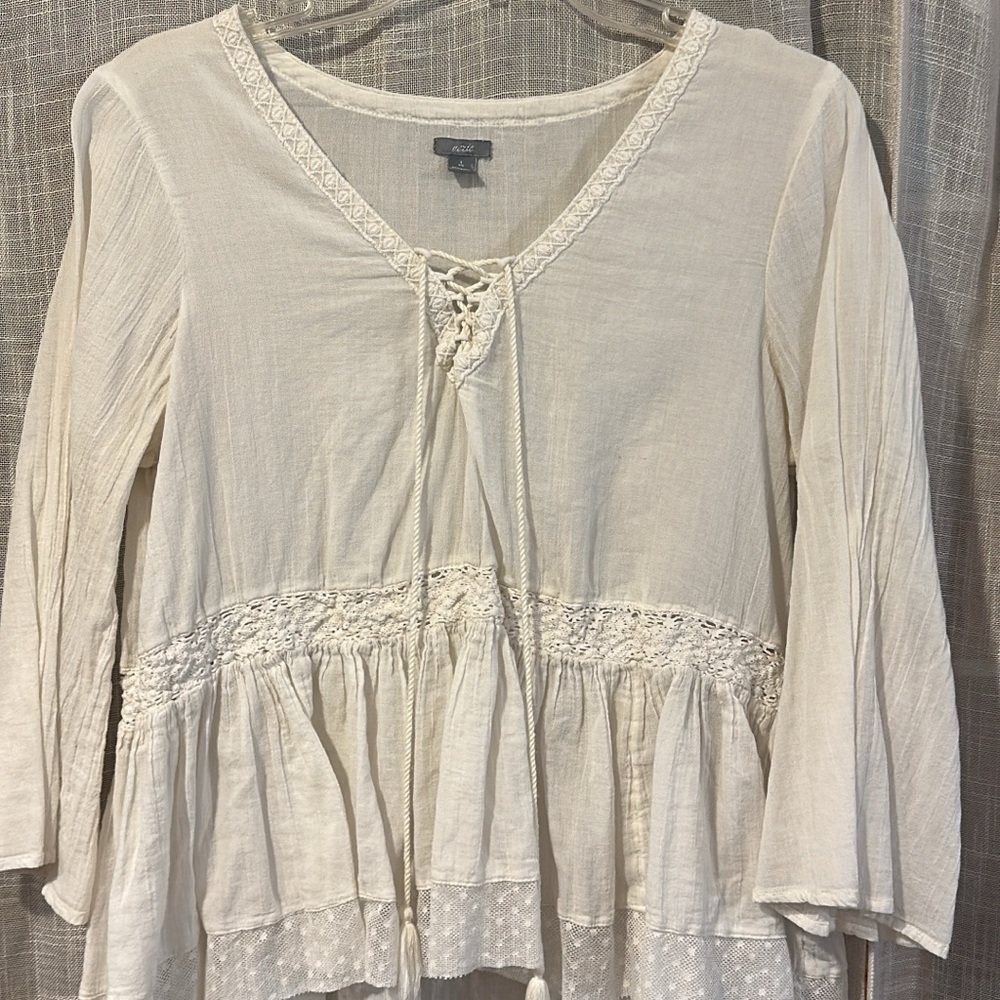 Coldwater Creek Ivory Lace Detail Blouse